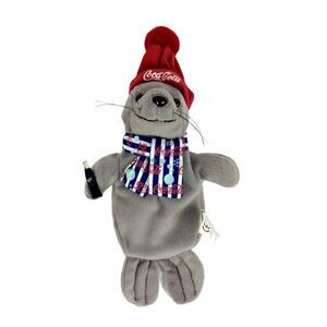 Coca Cola Lucky The Seal With Scarf Hat Bean Bag Plush Toy 1999